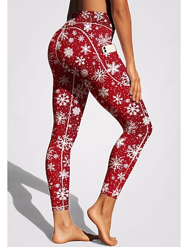  Jul Dame pilatesleggings Treningsbukser Treningstights Lommer Dokumentavgift Sidelommer Pilates Treningsstudio Treningsøkt Bukser Strømpebukse Leggings Jul Burgunder sport Sportsklær Elastisk Tett