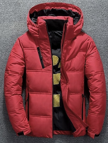  Pánské Zimní kabát Dlouhý kabát Puffer bunda Zip Kapuce Kancelář a kariéra Rande Běžné / Denní Venkovní Běžné nošení Sportovní Zima Plná / Jednobarevná Tmavě šedá Černá Rubínově červená Puffer Jacket