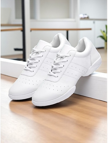 حذاء رياضي احترافي للرقص من الجلد الأبيض للنساء، حذاء جاز خفيف الوزن بنعل مقسم للرقص اللاتيني والهيب هوب &تدريب على الرقص في صالة الرقص   حذاء رياضي احترافي للرقص من الجلد الأبيض للنساء، حذاء جاز خفيف الوزن بنعل مقسم للرقص اللاتيني والهيب هوب &تدريب على الرقص في صالة الرقص