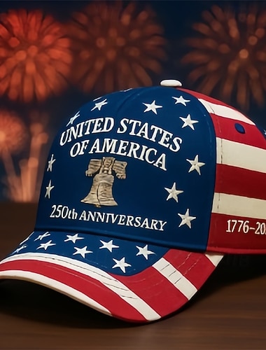  Herren Baseballkappe Sonnenhut Trucker-Kappe Blau Polyester Druck Mode Lässig Straße Täglich Amerikanische US-Flagge Verstellbar Sonnenschutz Atmungsaktiv