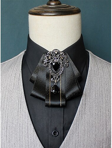  Herresløyfe med diamanter i julemønster – elegant satengbånd med svarte edelstensdetaljer for formelle høytidsbegivenheter, tilgjengelig i flere farger