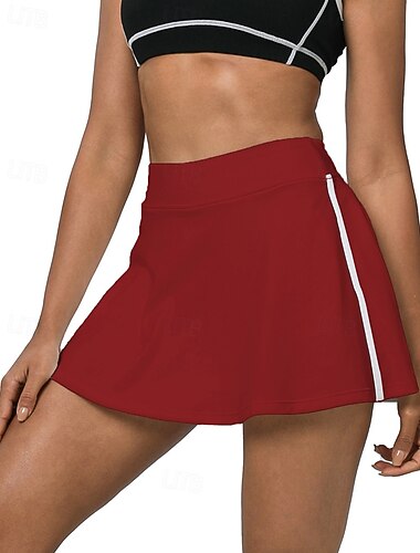  Dame Ensfarget Tennisskjørt Sportskjørt Elegant Tennis Pickleball Løp Bunner Svart Hvit Rød Tennis klær