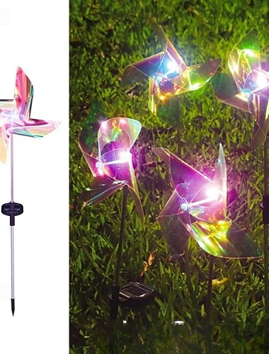  1 confezione di girandola solare, luci solari per mulini a vento, luci da giardino per mulini a vento con picchetto in metallo a LED, lampada decorativa per esterni per cortile e giardino