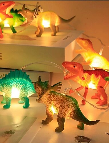  LED-dinosaurlyslenker 1,5 m 10 LED-lys batteridrevet julehjem barneleker kjøpesenter romdekorasjonslys kreativ tegneserie gavelys