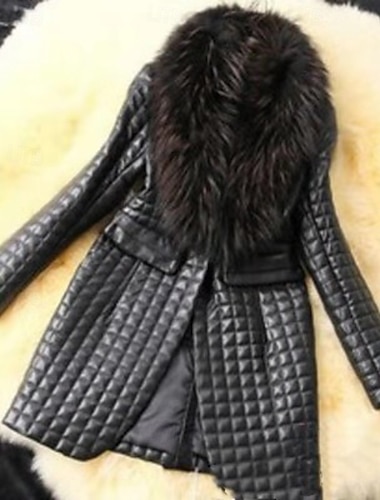  Γυναικεία Χειμερινό παλτό Παλτό Διατηρείτε Ζεστό Άνετο Φερμουάρ Τσέπη Καθημερινό Σκέτο Διακοπές Καθημερινά Ρούχα Εξόδου Σαββατοκύριακο Μακρύ Απορρίπτω Κανονικό Μακρυμάνικο Εξωτερικά ενδύματα Μαύρο