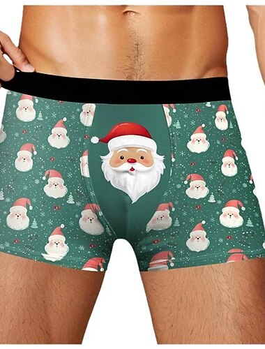  père Noël Pyjama de Noël Boxer Short Sous-Vêtements cadeau de Noël Homme Drôle Noël Motif Adultes Noël Nouvel An la veille de Noël Noël Soirée