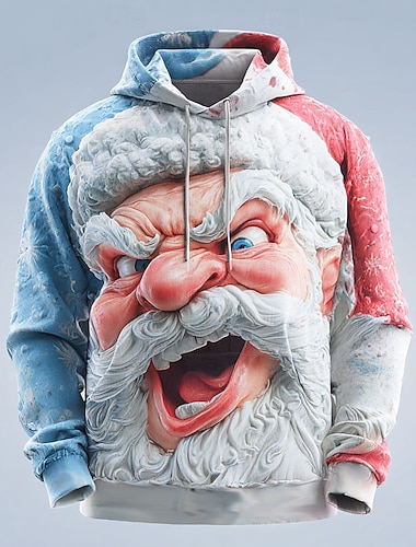  Новогодняя тематика Муж. Дед Мороз 3D Толстовка Мода Повседневные На каждый день Длинный рукав Вырез под горло Капюшон Дом Для вечеринок Подарок Белый 1 Белый Белый 2 Белый 3 Кулиска Осень Зима