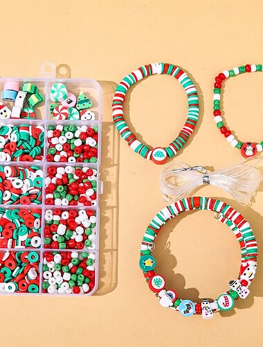  Julpärlor för smyckestillverkning berlocker lerpärlor för armband halsbandstillverkning gör-det-själv-pyssel högtid glasfröpärlor polymerlera kit handgjorda smyckestillbehör barnpresent leksak