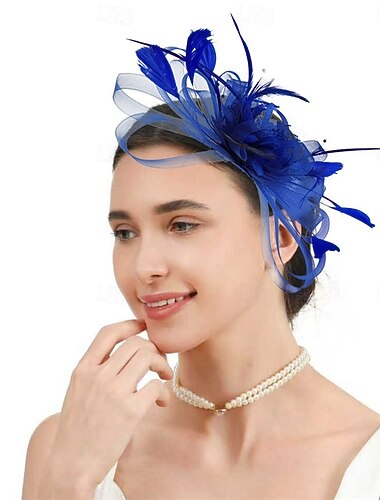  Lenyűgözők Tüll Fedora kalap Esküvő Zsúr Lóverseny koktél Elegáns Szüret Val vel Toll Tüll Sisak Fejfedők