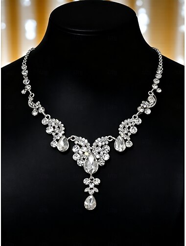  قلادة نسائية من الكريستال على شكل دمعة، مجوهرات أنيقة من أحجار الراين العتيقة لحفلات غاتسبي وحفلات الزفاف &حفلات مسائية