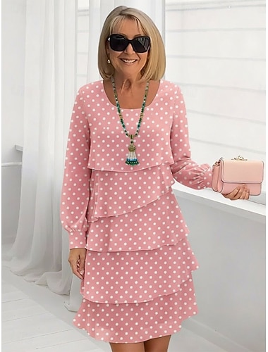  Női Mini ruha Váltó ruha hétköznapi ruha Sifon ruhák Elegáns Divat Modern Napi Szabadtéri Hétvége Normál Pöttyös Hosszú ujj Terített nyak Medence Fekete Fehér Sárga Nyár Tavasz Ősz