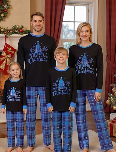 familj Jul Jul familjepyjamas Pyjamas Familjeset Grafisk Rutig Snöflinga Hem Mönster Blå Långärmad Dagligen Matchande kläder   familj Jul Jul familjepyjamas Pyjamas Familjeset Grafisk Rutig Snöflinga Hem Mönster Blå Långärmad Dagligen Matchande kläder