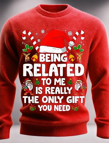  Être apparenté à moi est vraiment le seul cadeau dont vous avez besoin, pull de Noël moche, pull imprimé 3D pour hommes, pull en tricot, col rond, décontracté, extérieur, cadeaux de Noël, vacances,