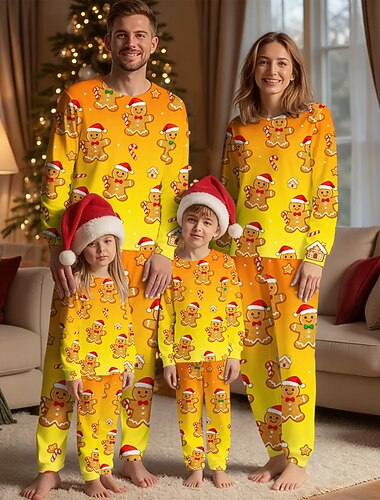  père Noël Sapins de Noël Pyjamas de Noël en famille Vêtements de Nuit Homme Femmes Garçons Fille Tenues assorties à la famille Doux Noël Motif Adultes Enfant Noël Nouvel An la veille de Noël Noël