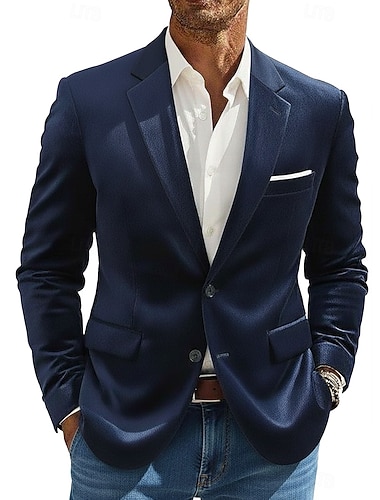 Homens Jaqueta Blazer Colar de entalhe Casual Cor Sólida Blazer Vinho Marron Verde Tropa Fino Dois botões de peito simples   Homens Jaqueta Blazer Colar de entalhe Casual Cor Sólida Blazer Vinho Marron Verde Tropa Fino Dois botões de peito simples