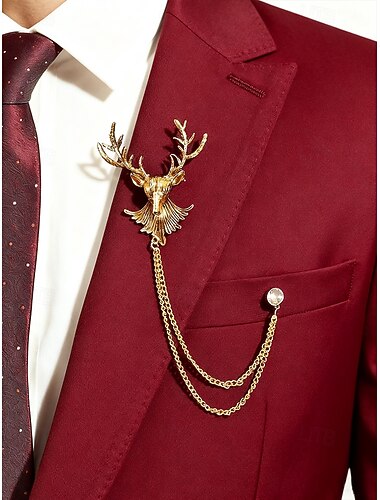  Pánská vánoční brož do klopy s motivem jelena, draka, lva a koruny, materiál slitina, slavnostní doplňky pro vánoční večírky a dárky, různé vzory.