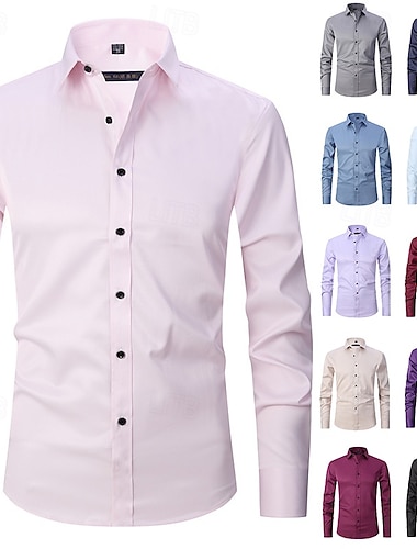  Miesten Paita Pukupaita Ei-rautapaita Tuxedo paidat Tavallinen Muodollinen Häät Musta Valkoinen Vaaleanpunainen Viini Pitkähihainen Kauluskäänne 봄 & Syksy Kaikki vuodenajat Vaatetus