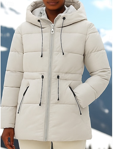  Női Anorák Kényelmes Légáteresztő Cipzár Zseb Alkalmi Sima Vakáció Utca Hétköznapi Hétköznapi viselet Cipzár Szokványos Kapucni Normál Hosszú ujj Felsőruházat Fekete Bézs Kávé Tavasz Ősz