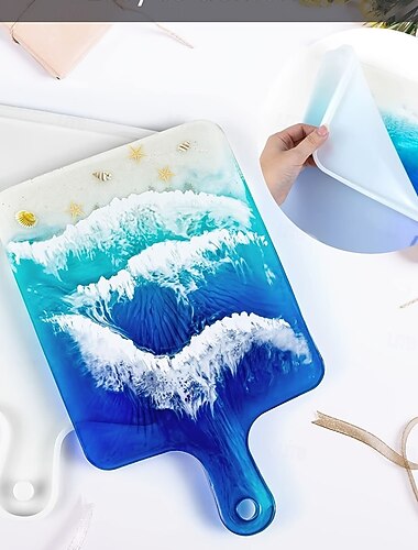  Harz-Silikon-Tablettformen, Gussform für Epoxidharz, DIY-Harz, große Servierplatte in rechteckiger Form, Griffbrett für Heimdekoration, Basteln, Achat-Geoden-Rolltablett