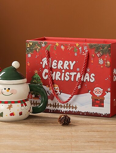  karácsonyi bögre fedéllel és kanállal 400ml/13oz rajzfilm mikulás hóember karácsonyfa minta kerámia kávésbögre téli ünnepi újdonság kávésbögrék karácsonyi ajándékok otthonra családnak kollégáknak