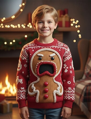 Новогодняя тематика Мальчики 3D Пряничные человечки Уродливый рождественский свитер Рождественский подарок Вязаная ткань Длинный рукав 3D печать Осень Зима Мода Для вечеринки Дети 4-12 лет   Новогодняя тематика Мальчики 3D Пряничные человечки Уродливый рождественский свитер Рождественский подарок Вязаная ткань Длинный рукав 3D печать Осень Зима Мода Для вечеринки Дети 4-12 лет