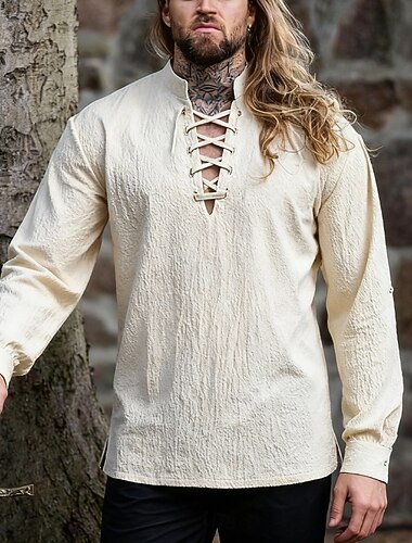  Middeleeuws Steampunk 17e eeuw Blouse / overhemd Piraat Viking Elf Kostuum Voor heren Piraat Fantasie Maskerade Casual / Dagelijks Volwassenen Hemd