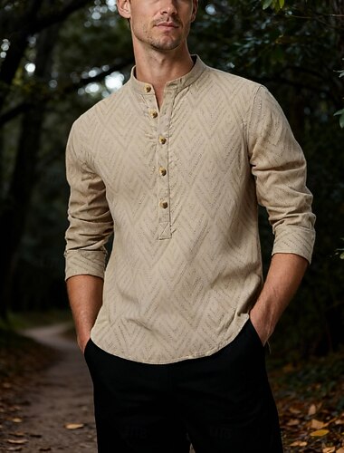  Retro vintage Middeleeuws Renaissance Hemd Piraat Viking Knoop omlaag Geborduurd Kostuum Voor heren Viking Carnaval Vakantie Casual / Dagelijks LARP Volwassenen Hemd Lente zomer