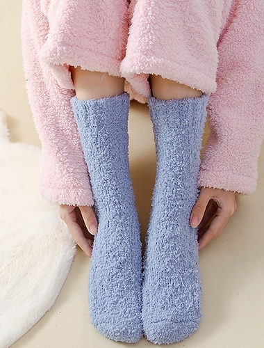  Damen Crew Socken Outdoor Ferien Einfarbig Polyester Lässig Warm 1 Paar