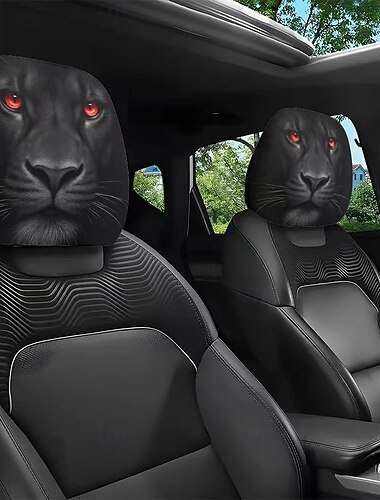  2 יחידות כיסויי משענת ראש לרכב עם חיות חמודות - עיצוב מודפס דו-צדדי, מגני מושב לרכב אלסטיים ללא מילוי, קישוטי משענת ראש עמידים בפני שריטות למכוניות, משאיות, רכבי שטח - התקנה קלה &הסרה