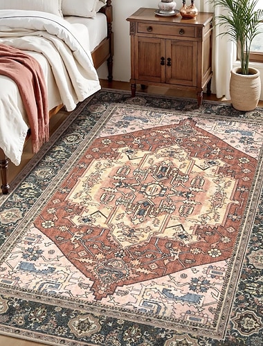  Tapis vintage de style persan pour salon et chambre grand durable résistant à la saleté tapis de sol doux et antidérapant tapis de chevet décoration intérieure motif ethnique design classique.