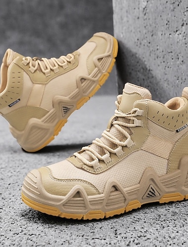  Beige høye sportssko for menn – slitesterke taktiske fjellsko for utendørseventyr