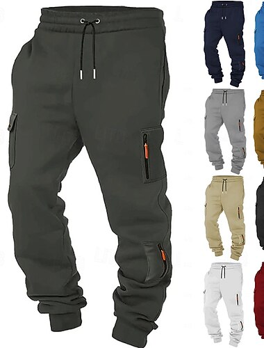  Homens Calças Esportivas Corredor Calças Táticas Calças Calça de moletom cargo Com Cordão Bolsos Cintura elástica Tecido Conforto Comprimento total Ao ar livre Casual Diário Moda Estilo Clássico