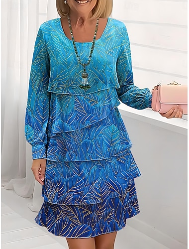  Női Mini ruha hétköznapi ruha Sifon ruhák Váltó ruha Rétegelt ruha Elegáns Normál Virágos Hosszú ujj Terített nyak Kanálnyak Medence Nyár Tavasz Ősz Tél