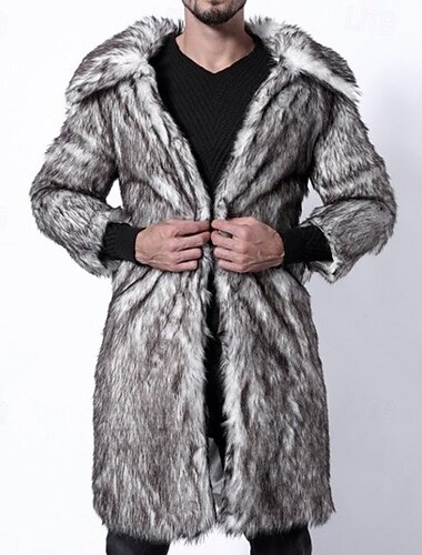  Per uomo Giacca Invernale Cappotto in Pelliccia Sintetica Vacanza Quotidiano Calore Termico Pile Autunno Inverno Semplice Moda Streetwear Bavero Lungo Nero Bianco Giallo Marrone Grigio Giacca