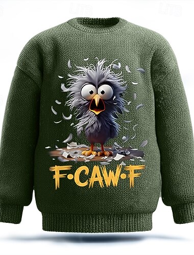  f-caw-f morsom herre hane 3d-tegneserie genser genser strikkevarer rund hals avslappet ferie gate daglig 3d-trykk strikking hold varm langermet vår høst vinter svart rød blå