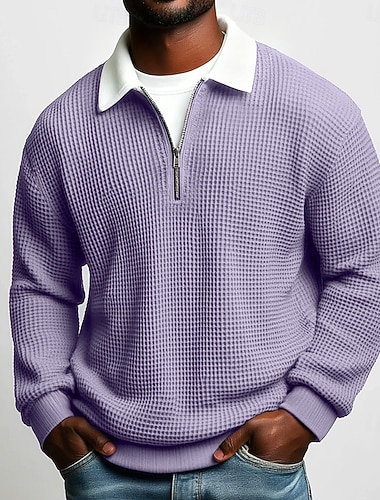 Herre Vaffel poloskjorter Gate Avslappet Aftæpning Langermet Mote Fritid Fargeblokk Ta igjen glidelåsen Lapper Høst Vår & Vinter Alle årstider Normal Blå Lilla Militærgrønn Grå Vaffel poloskjorter   Herre Vaffel poloskjorter Gate Avslappet Aftæpning Langermet Mote Fritid Fargeblokk Ta igjen glidelåsen Lapper Høst Vår & Vinter Alle årstider Normal Blå Lilla Militærgrønn Grå Vaffel poloskjorter