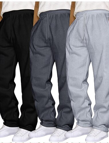  3 kpl miesten verkkarit leveälahkeiset verkkarit housut avoin pohja verkkarit kiristysnyöri joustava vyötärö monipakkaus yksivärinen hengittävä täyspitkä urheilu ulko- rento päivittäin muoti katutyyli