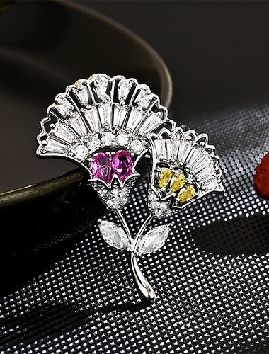  Броши Ретро Цветы Элегантный стиль Стиль Роскошь Брошь Бижутерия Серебряный Назначение Свадьба Для вечеринок Подарок Обручение Выпускной фестиваль