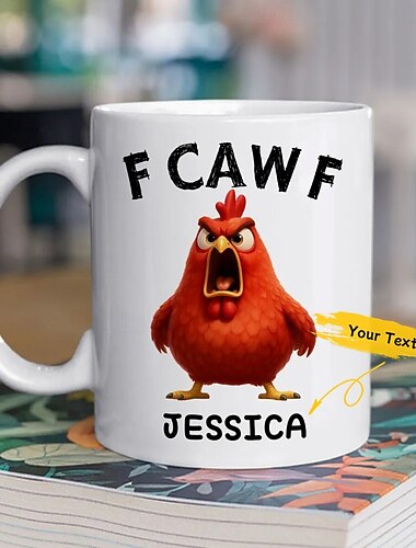  Personlig f-caw-f rolig kycklingmugg anpassad namn humoristisk tupp kaffekopp driven av ren cawfee kraft skämt julklapp till vänner &familjekeramik