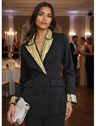 Mulheres Blazer Casaco esportivo Formal Convidado do casamento Elegante Manga Longa Lapela de pico Trespassado   Mulheres Blazer Casaco esportivo Formal Convidado do casamento Elegante Manga Longa Lapela de pico Trespassado