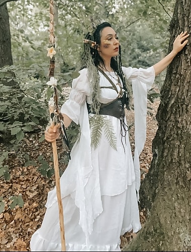  Ретро Средневековый Эпоха возрождения Платья Маскарад Платье в стиле эпохи Регентства Викинг Чужестранец Викинги Большие размеры Эльфийский Маскарадный костюм Жен. Селтик Пираты фантазия Маскарад