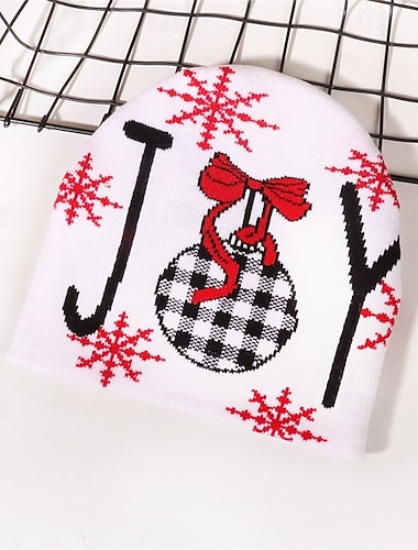  Voor heren Uniseks Muts Wintermutsen Beanies 骷髅头毛线帽 Gebreide muts Wit Acryl Vezels Jacquard Gebreid Knus Kerstmis Festival Kerstman Warm