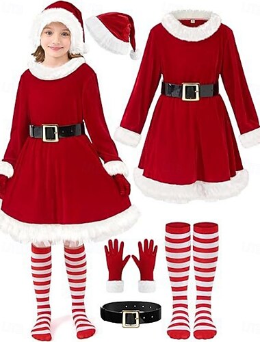  julenissen Mrs.Claus Kjoler Fancy julekjole Dame Jente Jul Barne Voksne Jul Nytt År julaften Jul Fest Nyttårsaften Kjole Hatt