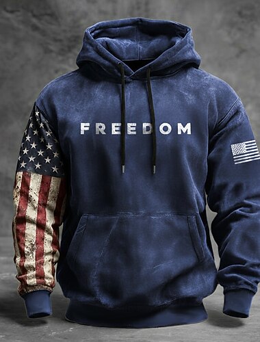  4 juli 2026 250e Memorial Day Mannen Streetwear Graphic Amerikaanse Vlag Crew Neck Lange Mouw Hoodie Sweatshirt Casual Buiten Straat