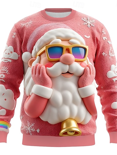  Новогодняя тематика Муж. Дед Мороз Толстовка Круто Для вечеринки 3D Длинный рукав Вырез под горло Отпуск Для вечеринок Подарок Красный 3 Красный Красный 2 Crewneck 3D Все сезоны Дизайнер S M L XL XXL