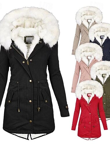 نسائي معطف شتوي معطف من الفرو الصناعي سترة هوديي الدفء مريح سحاب جيب Buttons كاجوال سهل الأماكن المفتوحة عطلة مناسب للبس اليومي مناسب للخارج طويلة مع قبعة عادي كم طويل ملابس خارجية   نسائي معطف شتوي معطف من الفرو الصناعي سترة هوديي الدفء مريح سحاب جيب Buttons كاجوال سهل الأماكن المفتوحة عطلة مناسب للبس اليومي مناسب للخارج طويلة مع قبعة عادي كم طويل ملابس خارجية