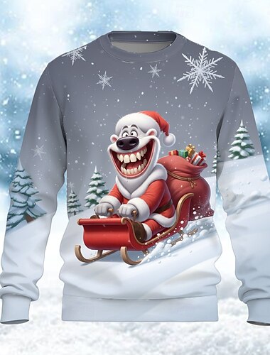 Christmas Miesten Jääkarhu College Tyylikäs Juhla Tiukka pyöreä kaula-aukko Loma Juhla Lahja Purppura Harmaa Crewneck 3D Kaikki vuodenajat Suunnittelija   Christmas Miesten Jääkarhu College Tyylikäs Juhla Tiukka pyöreä kaula-aukko Loma Juhla Lahja Purppura Harmaa Crewneck 3D Kaikki vuodenajat Suunnittelija