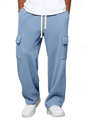  Per uomo Pantaloni da Tuta Cargo Pantaloni da tuta Pantaloni Pantaloni della tuta a gamba dritta Pantaloni a Nido d'Ape Coulisse Tasca Elastico in vita Semplice Comodità Sport all'Aperto Quotidiano