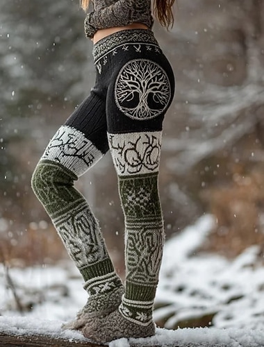  לוויינגס ואייקינג בוהו לנשים בסגנון אתני vintage  באורך מלא מותן גבוהה גרפי אבסטרקט הדפסת תלת מימד ייבוש מהיר נוחות לנשימה רך גמיש פורמלי חופשה ורוד קיץ אביב סתיו חורף דחוס דק