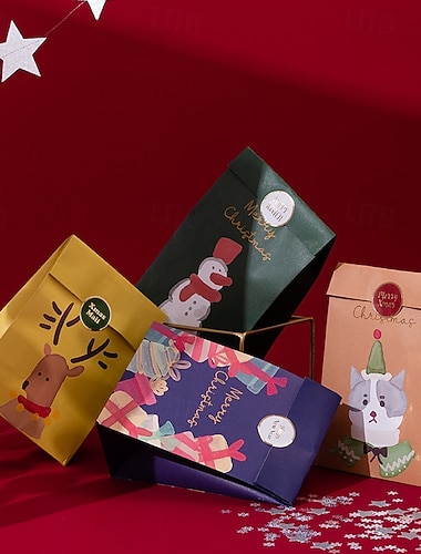  48 Stück Weihnachtstüten mit Süßigkeiten und Weihnachtsgeschenken in 6 Designs für Klassenzimmer, Festivals, Geburtstage, Partyzubehör, Weihnachtsgeschenke und Geschenkverpackungen